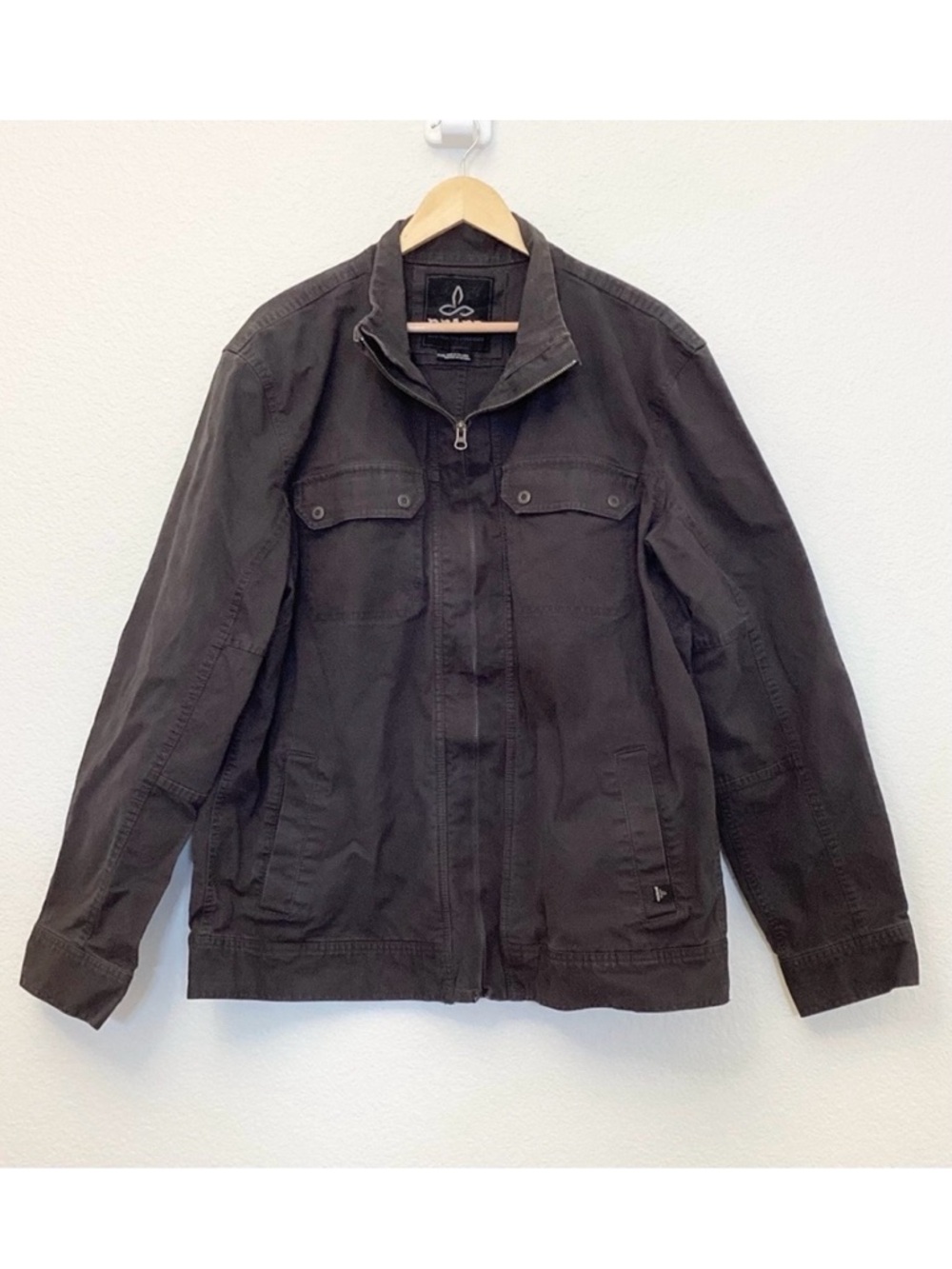 Prana XXL Canvas Men’s Jacket Gray Coat Organic Cotton Blend Flaw M2APPS116